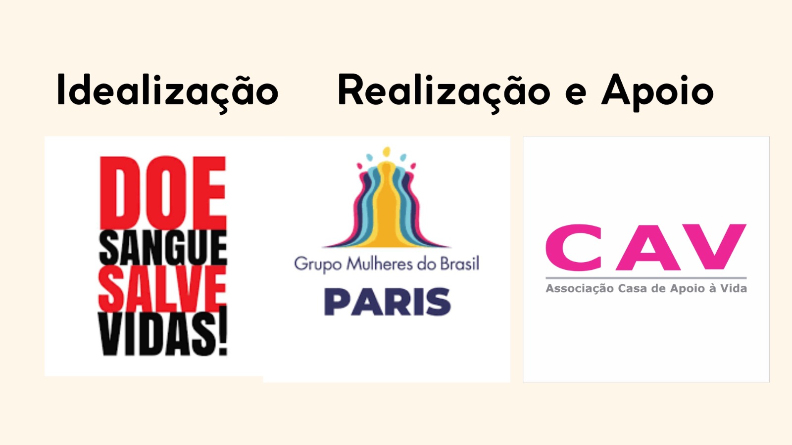 Logos das instituições idealizadoras e apoiadoras da campanha de doação de sangue